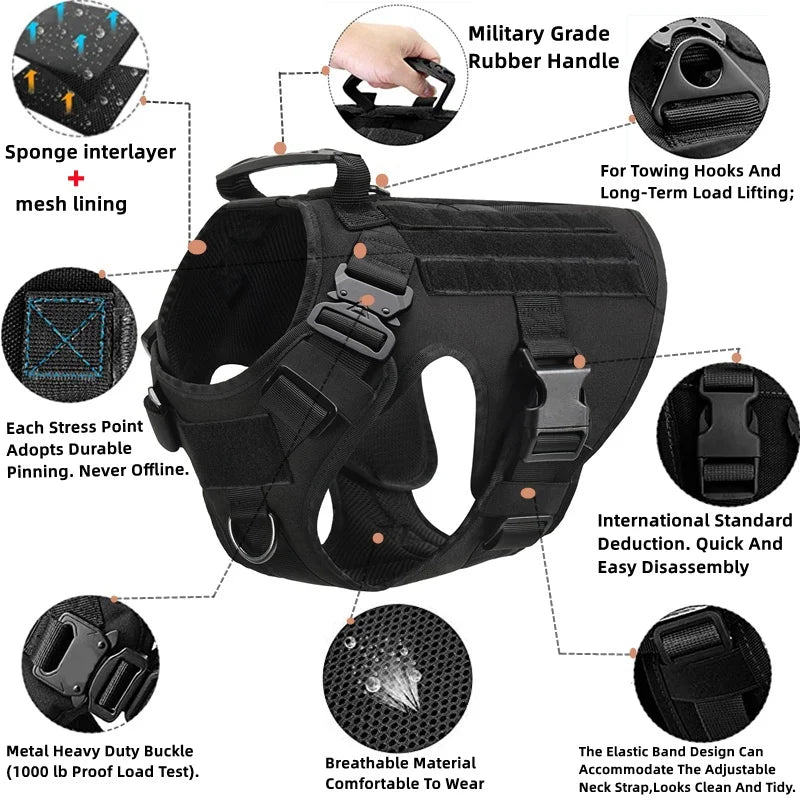 CatDog Tactical Dog Vest - 1050D Nylon & MOLLE Compatible