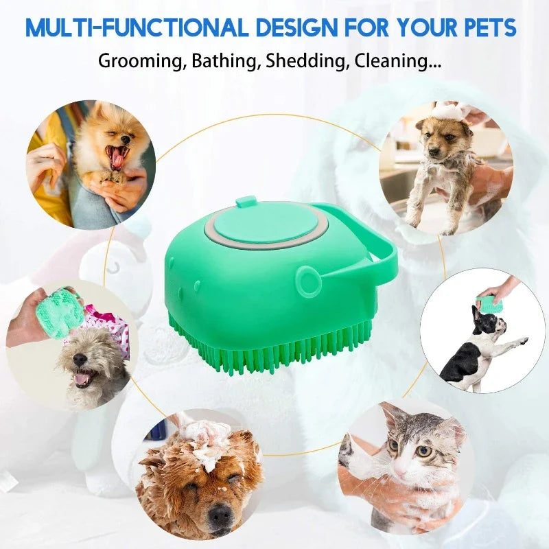 CatDog 2-in-1 Shampoo Brush - Silicone Massage Comb