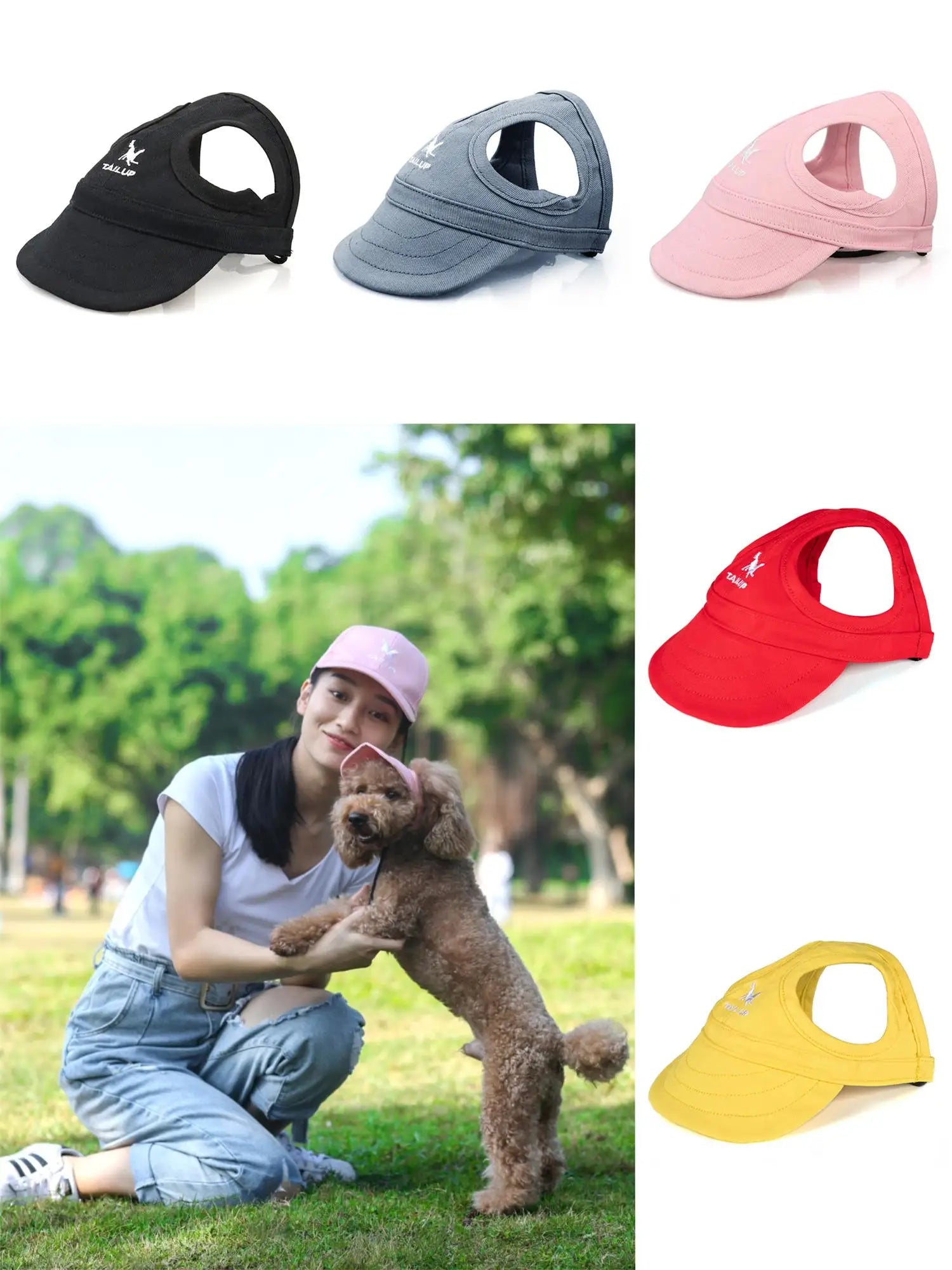Adjustable Dog Sun Hat - UV Visor & Ear Holes